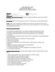 SYLLABUS FALL 2011 MATH 110 SECTIONS - University of ...