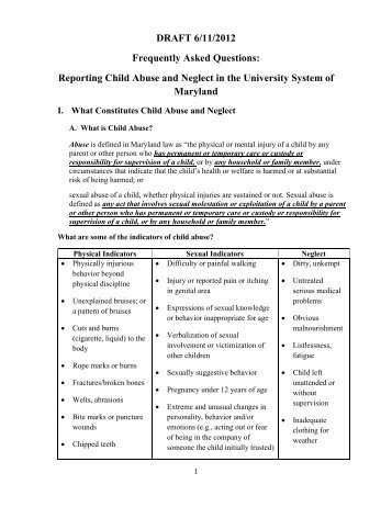 Frequently Asked Questions Reporting Child Abuse and Neglect in ...