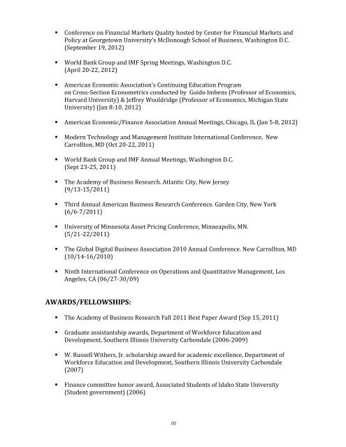 Curriculum Vitae - University of Maryland Eastern Shore