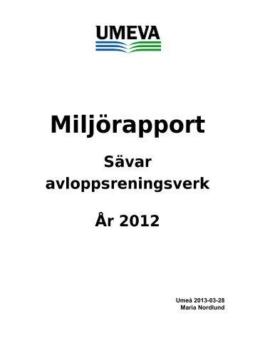 MiljÃ¶rapport SÃ¤var ARV 2012.pdf - Umeva