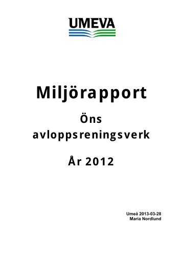 MiljÃ¶rapport Ãns ARV 2012.pdf - Umeva
