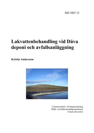 Lakvattenbehandling vid DÃ¥va deponi och avfallsanlÃ¤ggning - umeva