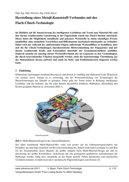 Herstellung eines Metall-Kunststoff-Verbundes mit ... - Umformtechnik