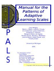 Manual for the Patterns of Adaptive Learning Scales (PALS)