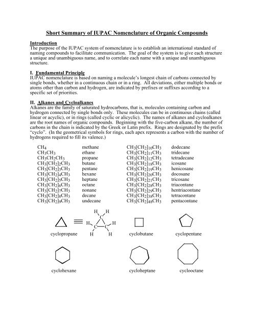 iupac nomenclature of organic compounds examples