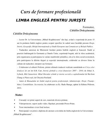 Curs limba engleza pentru juristi - Universitatea "Mihail Kogalniceanu"