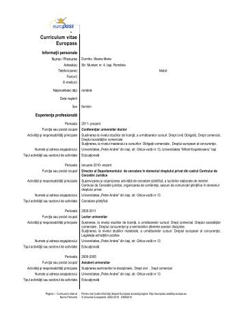 cv - rom - Universitatea "Mihail Kogalniceanu"