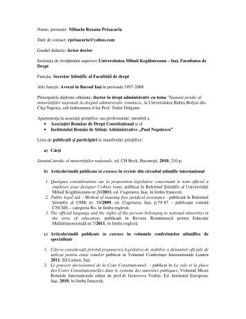 cv_rom - Universitatea "Mihail Kogalniceanu"