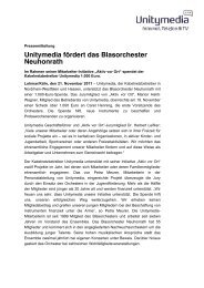 Unitymedia fÃ¶rdert das Blasorchester Neuhonrath