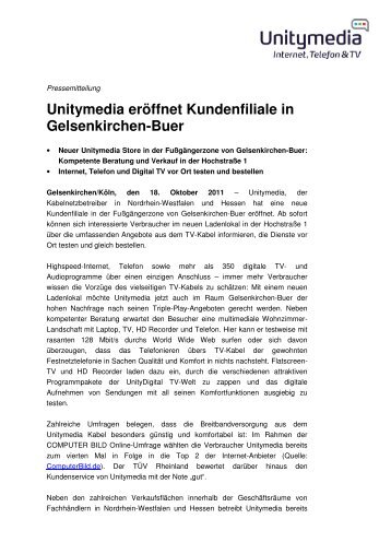 Unitymedia erÃ¶ffnet Kundenfiliale in Gelsenkirchen-Buer