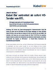 Kabel BW Verbreitet Ab Sofort HD