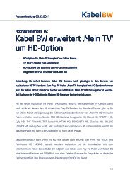 Kabel BW erweitert âMein TV' um HD-Option