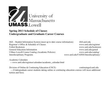 Spring 2013 Schedule of Classes Undergraduate and Graduate ...
