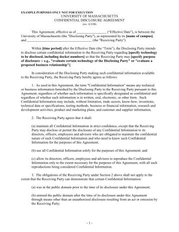 Confidentiality Agreement - University of Massachusetts Lowell