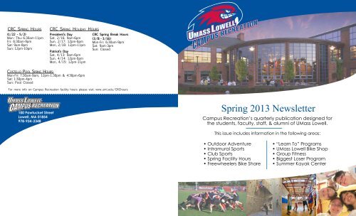 Spring 2013 Newsletter - University of Massachusetts Lowell
