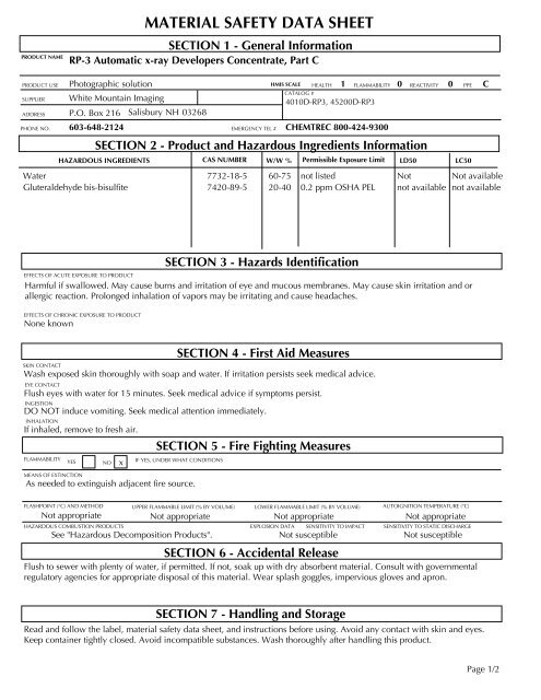 X Ray Developer Msds - The Best Developer Images