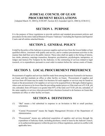 judicial council of guam procurement regulations - Unified Courts of ...