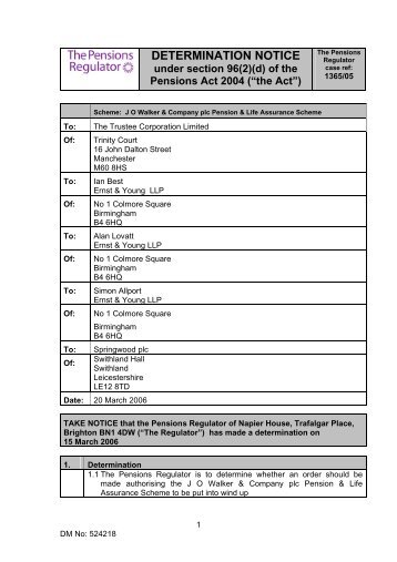 J O Walker & Company plc Pension & Life Assurance Scheme (PDF