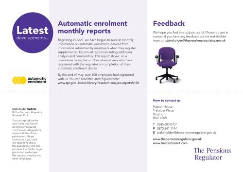 Stakeholder Update Summer 2013 - The Pensions Regulator