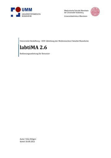 labtiMA Handbuch - Medizinische FakultÃ¤t Mannheim