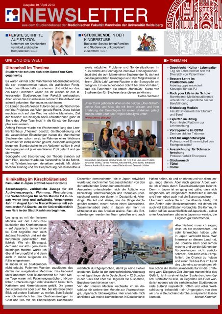 NEWSLETTER - Medizinische FakultÃ¤t Mannheim