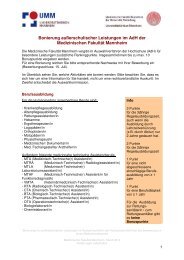 Bonierung auÃerschulischer Leistungen im AdH der Medizinischen ...