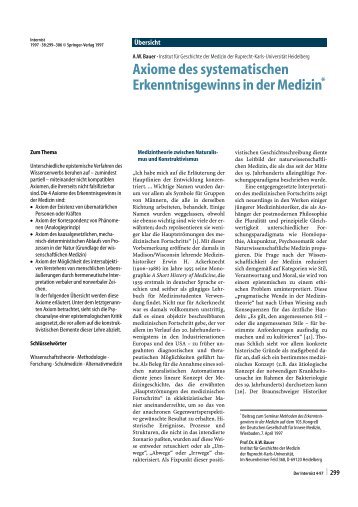 Axiome des systematischen Erkenntnisgewinns in der Medizin