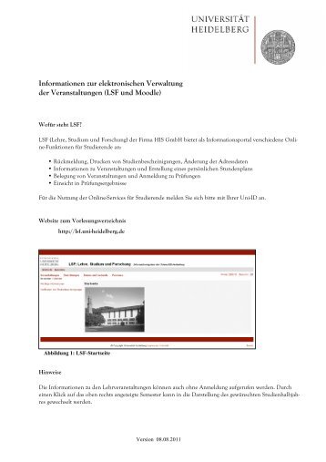 Informationen zu LSF - Medizinische FakultÃ¤t Mannheim