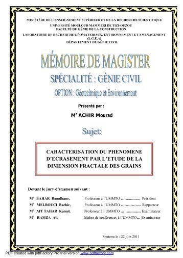 page de garde memoire - UniversitÃ© Mouloud Mammeri de Tizi Ouzou