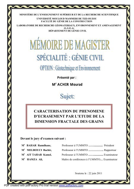 page de garde memoire - UniversitÃ© Mouloud Mammeri de Tizi Ouzou