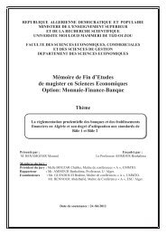 MÃ©moire de Fin d'Etudes de magister en Sciences Economiques ...