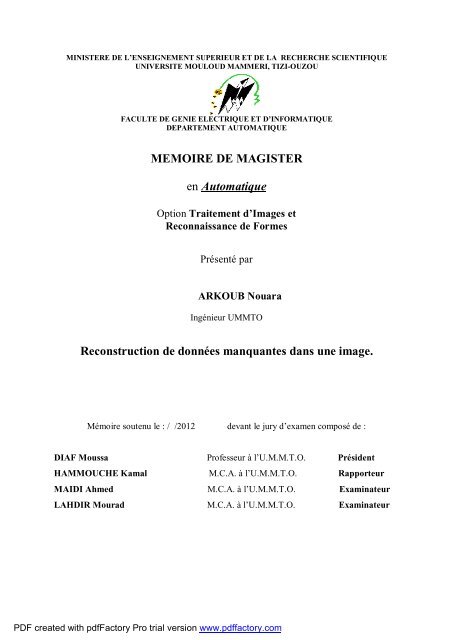 page de garde - UniversitÃ© Mouloud Mammeri de Tizi Ouzou