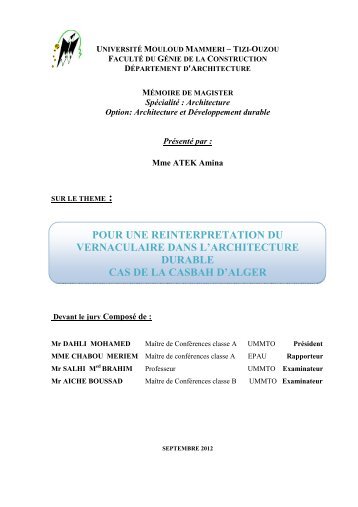 pour une reinterpretation du vernaculaire dans l'architecture durable ...