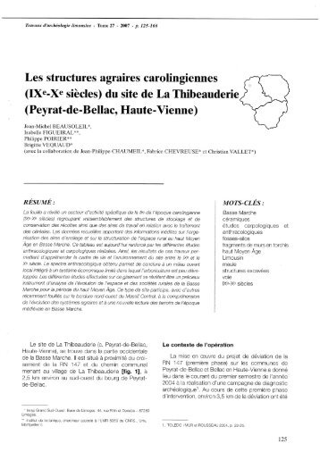 Les structures agraires carolingiennes (IXe-Xe siÃ¨cles) du site de La ...