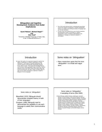 Introduction Introduction Some notes on 'bilingualism' - UMR 7023