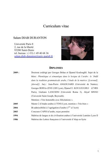 CV Salam Diab Duranton - UMR 7023 - CNRS