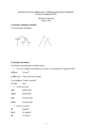 constituance syllabique phonologie de gouvernement - UMR 7023