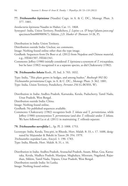 The Cucurbitaceae of India: Accepted names, synonyms ...