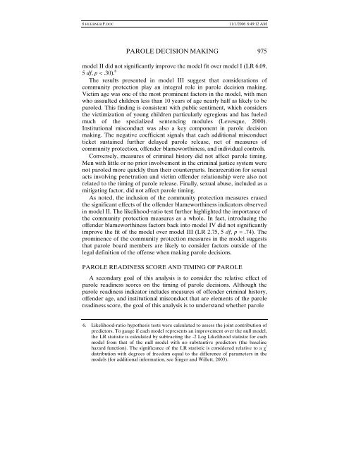 an analysis of parole decision making using a sample of sex offenders