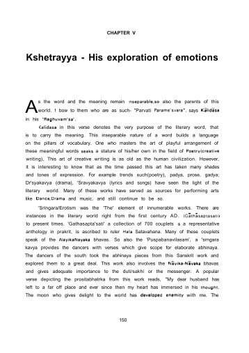 Kshetrayya - His exploration of emotions