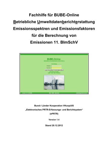 BUBE-Fachhilfe zur Berechnung von Emissionen ... - BUBE - Bund.de