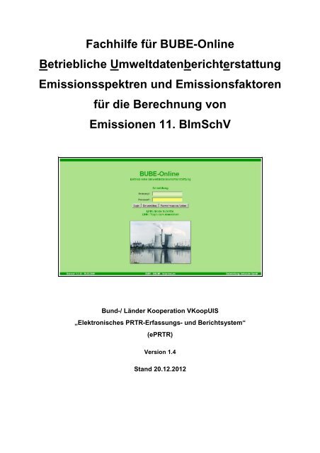 BUBE-Fachhilfe zur Berechnung von Emissionen ... - BUBE - Bund.de