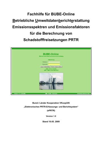 BUBE-Fachhilfe zur Berechnung von Schadstofffreisetzungen PRTR ...