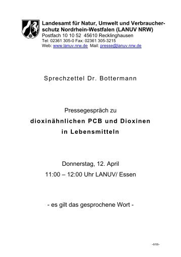 PressegesprÃ¤ch zu dioxinÃ¤hnlichen PCB und Dioxinen in ...