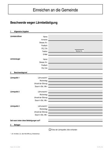 Formular zur Meldung von LÃ¤rmbelÃ¤stigungen (100 kB, PDF)