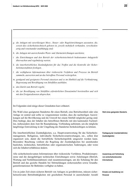 Handbuch I zur StÃ¶rfallverordnung (StFV) - Umwelt und Energie
