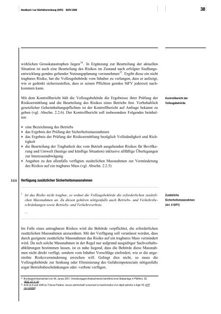 Handbuch I zur StÃ¶rfallverordnung (StFV) - Umwelt und Energie