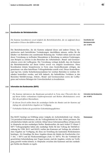 Handbuch I zur StÃ¶rfallverordnung (StFV) - Umwelt und Energie