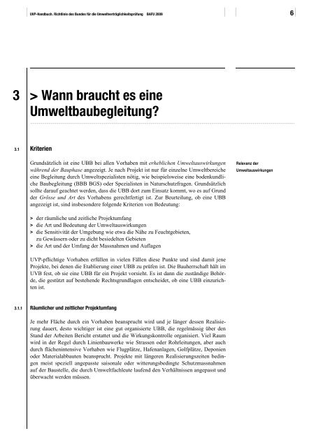 UVP-Handbuch. Richtlinie des Bundes fÃ¼r die ... - Umwelt und Energie