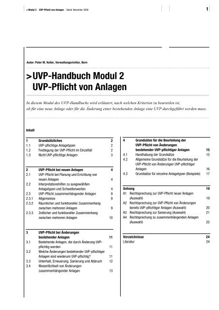 UVP-Handbuch. Richtlinie des Bundes fÃ¼r die ... - Umwelt und Energie